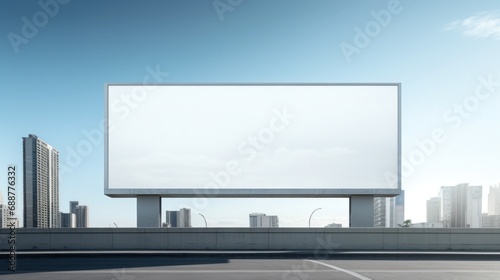 Billboard mockup with blank front, realistic on a mockup template in a skyway platform