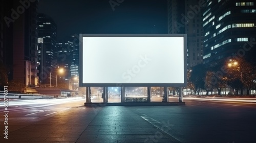 Billboard mockup with blank front, realistic on a mockup template in a street
