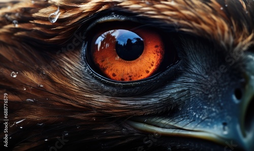 Close up of golden eagle's eye. Selective focus on the eye.