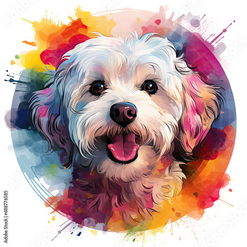 watercolor Labradoodle clipart, Generative Ai