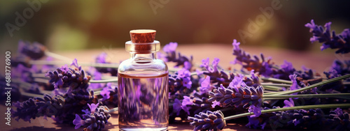 bottle  jar with lavender essential oil extract