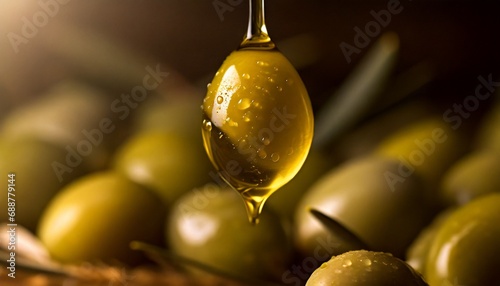 Macro Shot of Olives with Oil Droplets