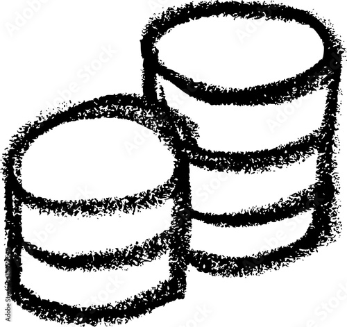 Coin Stack Icon - Crayon Chalk Drawing