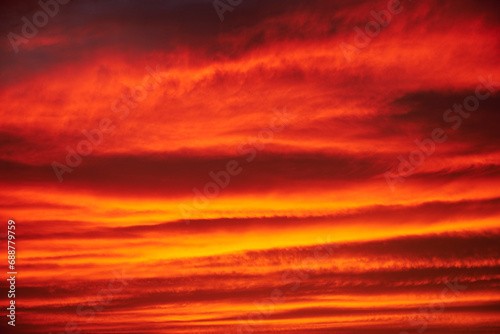 A sunset heaven  orange sky. Sun Rays