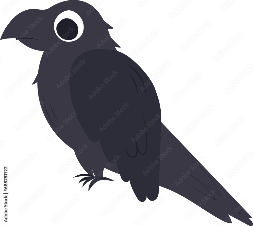 Fototapeta premium Cartoon character black raven,crow isolated on white. Vector,