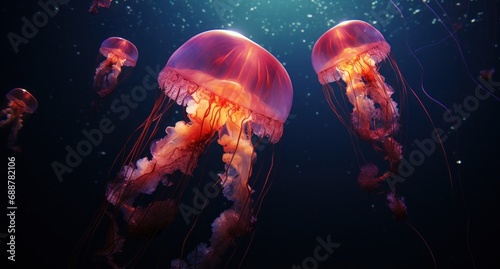 floating in the sea with jellyfish, © ArtCookStudio