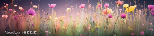 flowers growing on a field of grass,