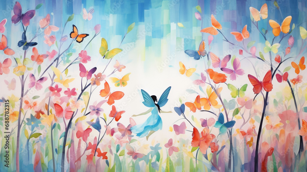 Butterfly Ballet: Whimsical images featuring butterflies fluttering among blooming flowers, painting the air with a palette of spring colors.