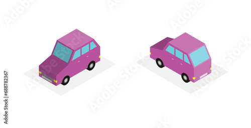 isometric violet car vector illustration