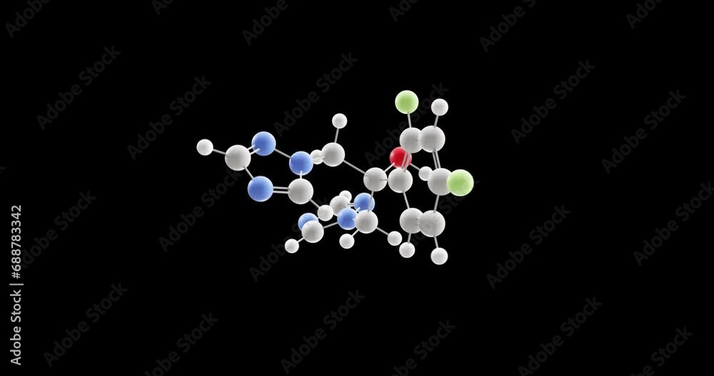 Fluconazole molecule, rotating 3D model of azoles, looped video on a black background Fluconazole molecule, rotating 3D model of azoles, looped video on a black background