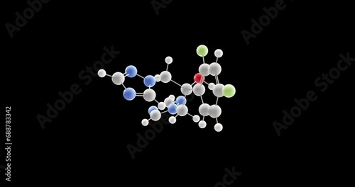 Fluconazole molecule, rotating 3D model of azoles, looped video on a black background photo