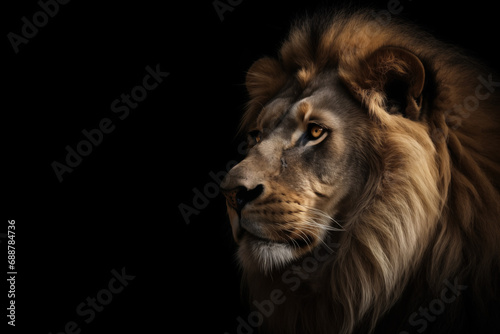 Regal Majesty  Lion s Stare in the Abyss of Darkness