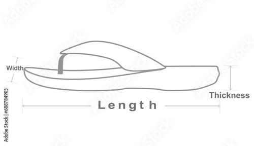 Flip flop  dimensions icon. vector illustration