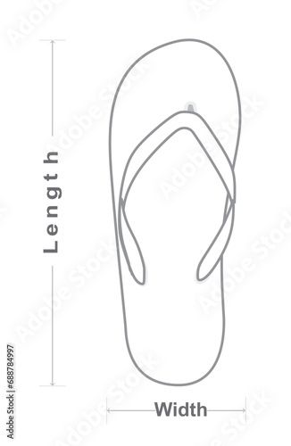 Flip flop  dimensions icon. vector illustration