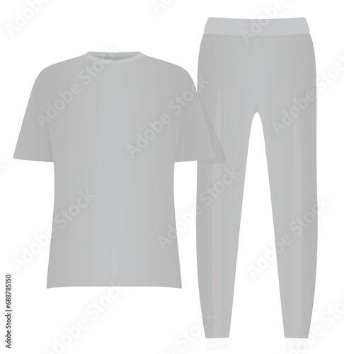 Grey t shirt and bottom. Night wear. vector