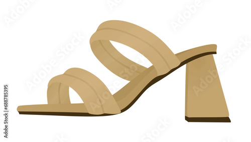 Brown  modern heel sandal. vector illustration