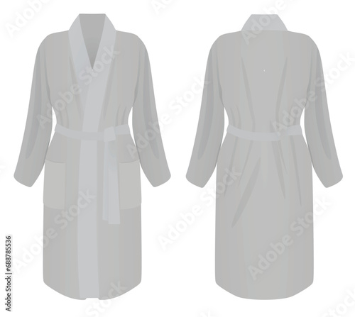 Grey  woman bathrobe. vector illustration