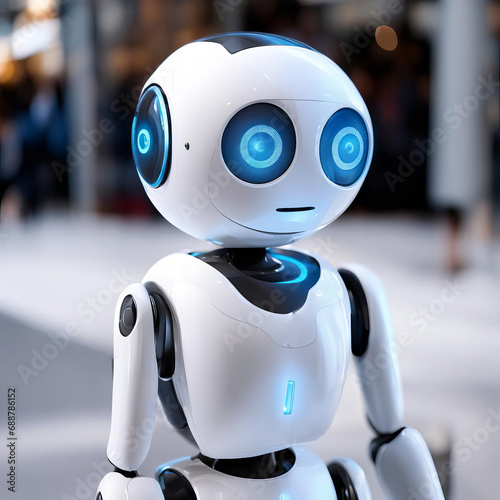 Chatbot assistant in robot form, possessing artificial intelligence in 3D style