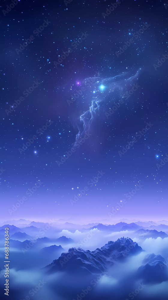 Tranquil Dusk Haven: Celestial Nightfall Oasis for Serene Mobile Wallpaper, Generated by AI.