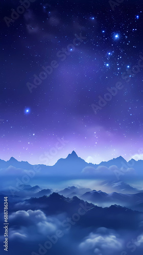 Tranquil Dusk Haven: Celestial Nightfall Oasis for Serene Mobile Wallpaper, Generated by AI.