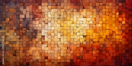 A Digital Mosaic Style Background Blending Traditional Art with Modern Pixel Interpretations