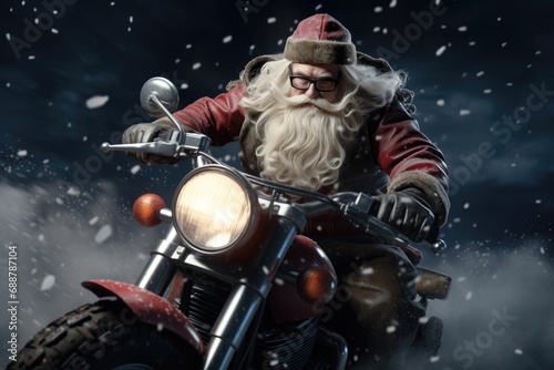santa riding a motorcycle