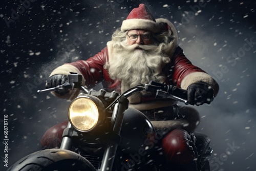 santa claus riding a motorcycle