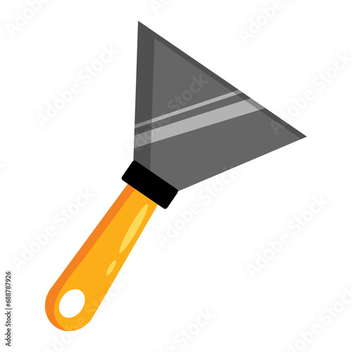 Putty knife vector illustration with orange plastic handle . 
Hand tool instrument isolated on white background. Spackling instrument in cartoon style. Good used for Logo, Icon, Stickers, and etc. 