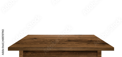 Dark wooden tabletop on white background photo