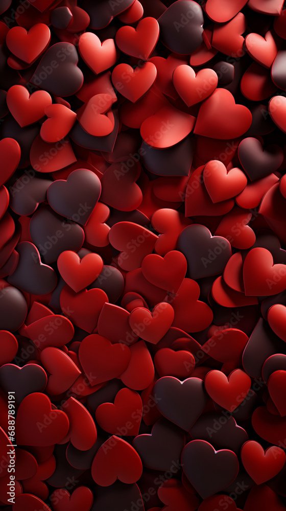 Valentine's day background. Abstract background with red hearts.
