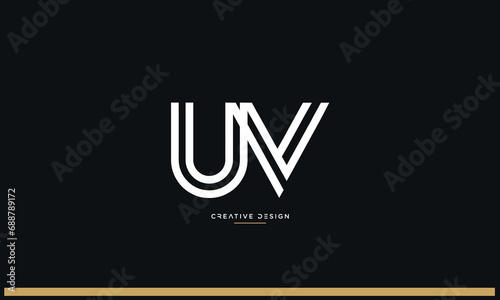 UV or VU Alphabet letters logo monogram