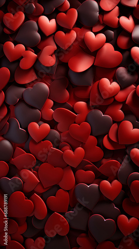 Valentine's day background. Abstract background with red hearts.