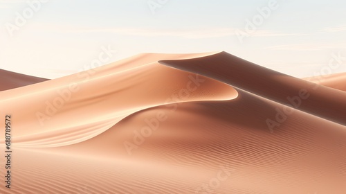 Tranquil Sunrise Over Serene Desert Sand Dunes