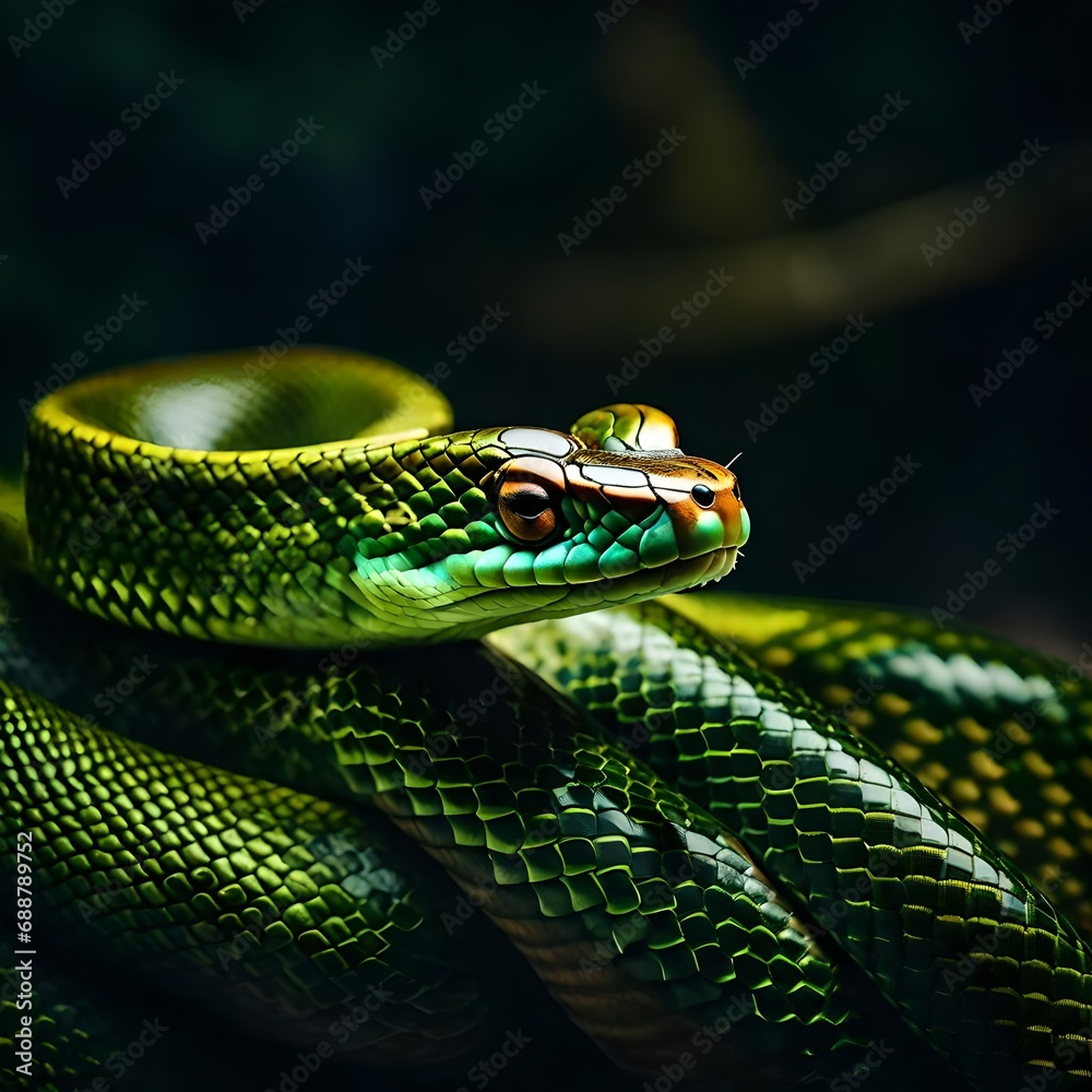 Fototapeta premium snake in the grass generative AI tool