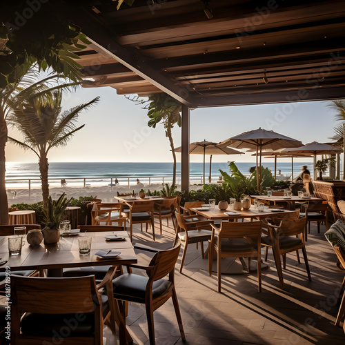Beach restaurant with outdoor seating 