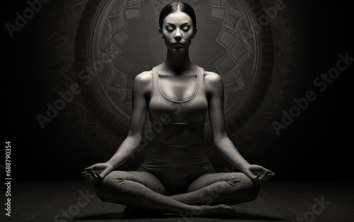 Woman in a meditative pose,...