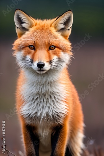 Red fox, close-up, against the background of nature © Korney