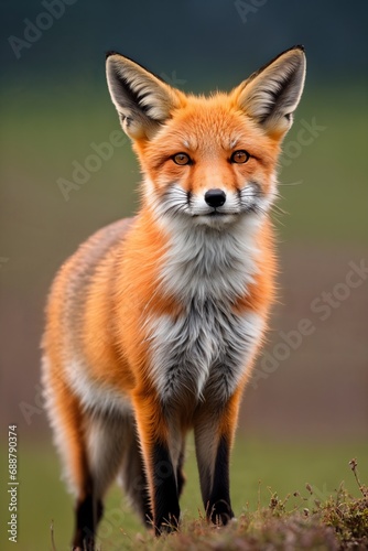 Red fox, close-up, against the background of nature