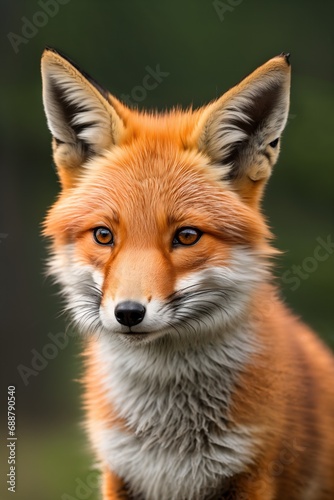 Red fox, close-up, against the background of nature