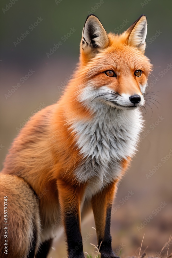 Red fox, close-up, against the background of nature