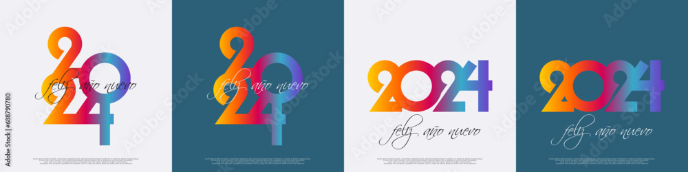 2024 - feliz año nuevo - obrazy, fototapety, plakaty 