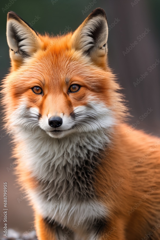 Red fox, close-up, against the background of nature