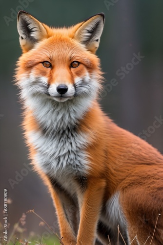 Red fox, close-up, against the background of nature