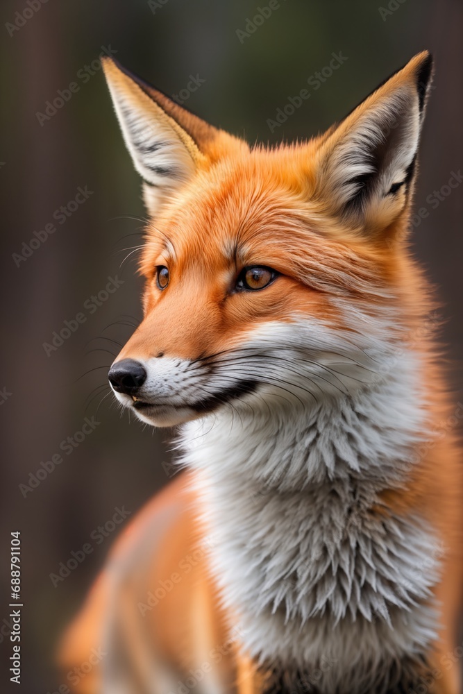 Obraz premium Red fox, close-up, against the background of nature