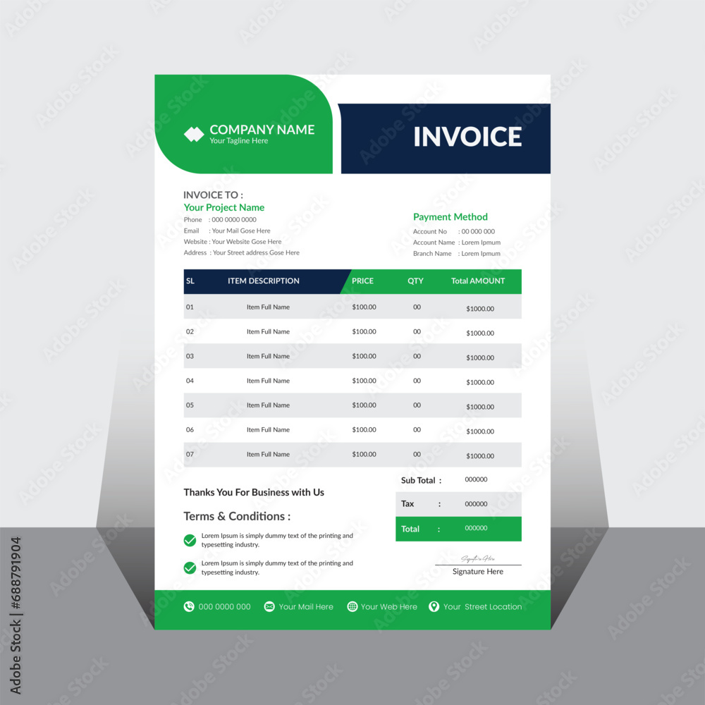 Vector creative modern invoice business template Vector creative modern invoice business template