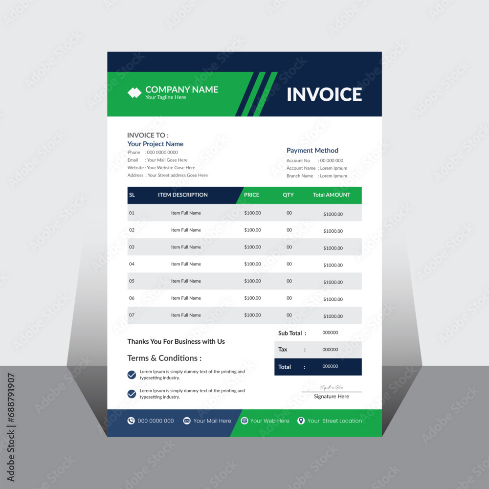 Vector creative modern invoice business template Vector creative modern invoice business template