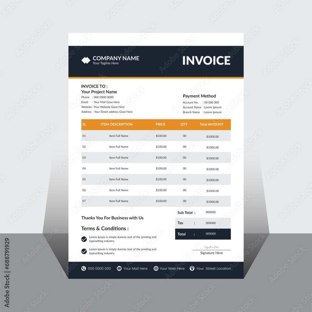 Vector creative modern invoice business template Vector creative modern invoice business template