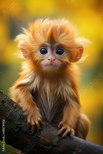 a baby golden tamarin monkey in its natural habitat © Natalia