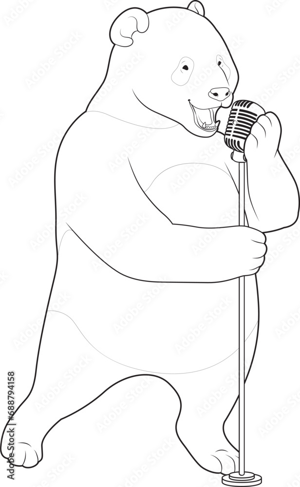 Panda Singer Microphone Music Animal Vector Graphic Art Illustration