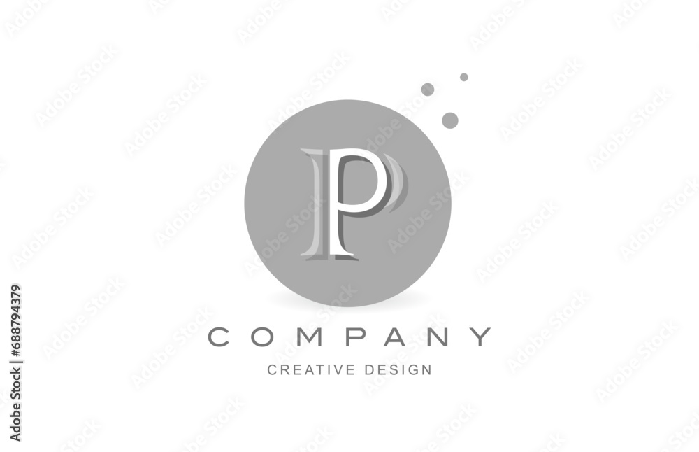 Logo icon design of letter P vector illustration. Creative template for company or business with square dots and grey black color Logo icon design of letter P vector illustration. Creative template for company or business with square dots and grey black color